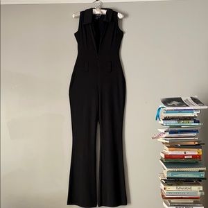 Venus jumpsuit zipper front collar straight leg S